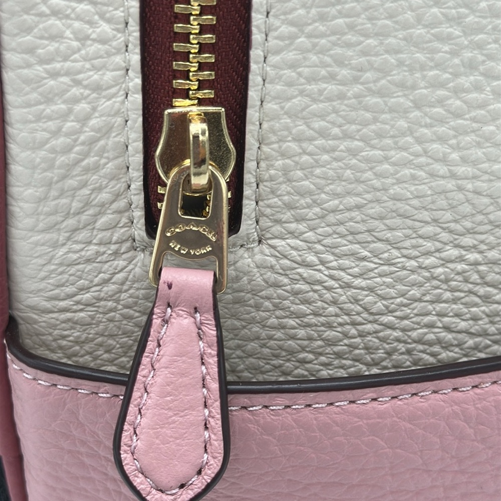 Coach Court Stripe Heart Motif Pebble Leather Chalk White Backpack - Picture 6 of 16
